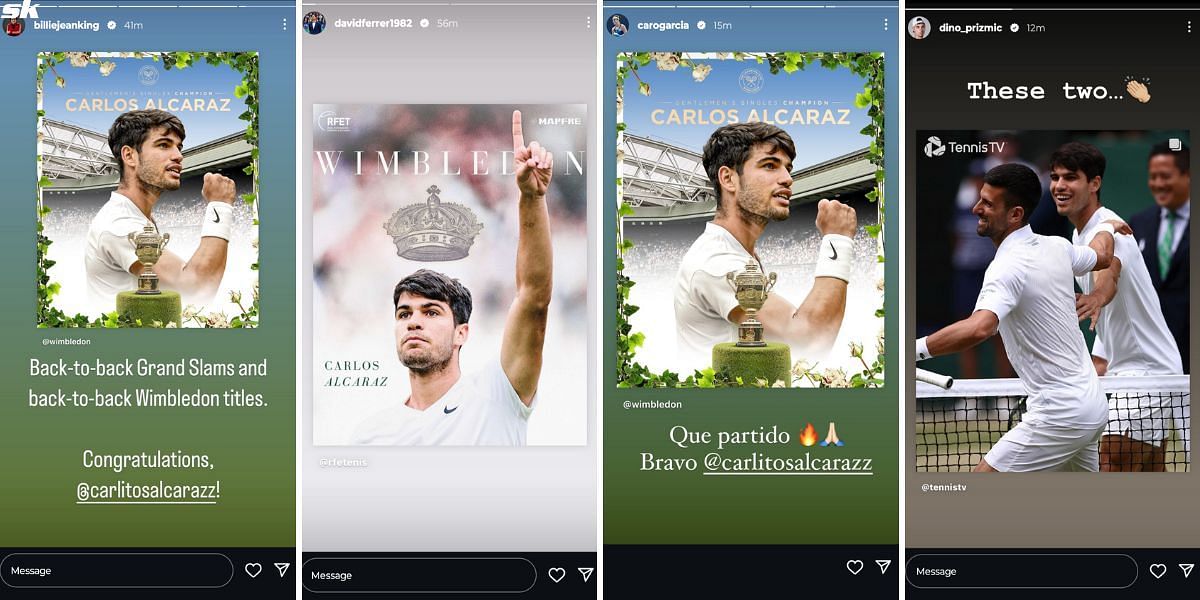 Tennis players on Instagram